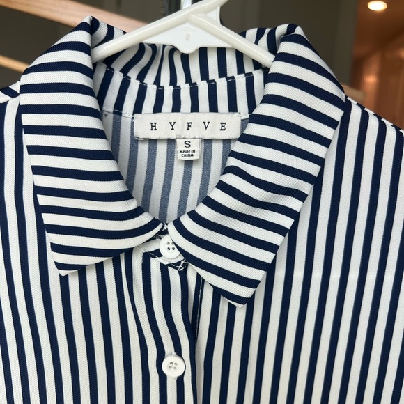 HYFVE Black & White Striped Button Down Shirt S - Picture 3 of 7